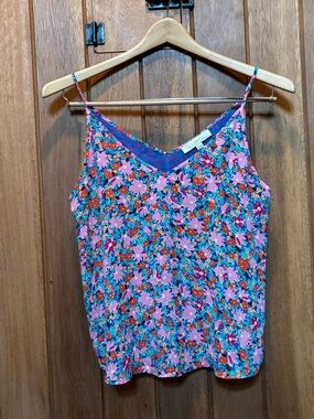 LOFT Pink Multi Floral Spaghetti Strap Camisole